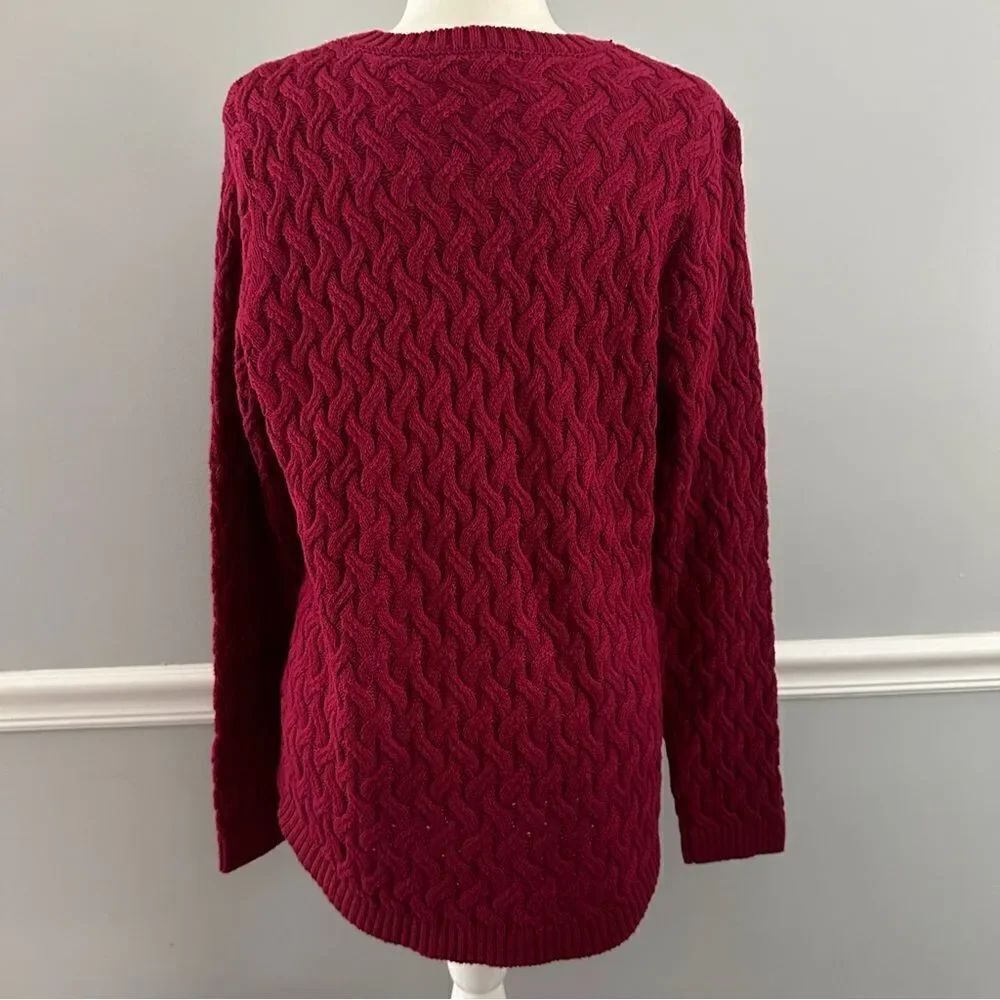 Jeanne Pierre Sweater Red Knitted Cotton Round Neck Long Sleeve size XXL - Picture 4 of 6